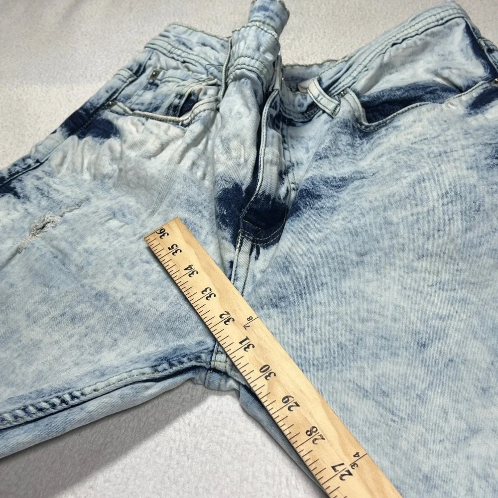 Jeanius Akademiks Jeans Mens 32 Light Blue Acid Wash Distressed Streetwear Denim